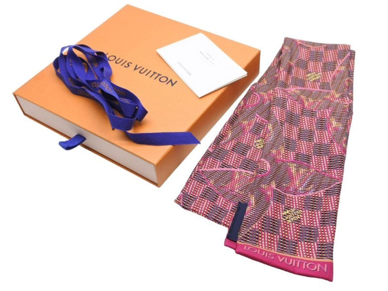 Louis Vuitton ルイヴィトン スカーフ バンドーモノグラム LVポップ MP2499 シルク ピンク マルチカラー 美品 中古 43945
