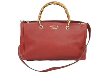 GUCCI グッチ バンブーショッパー ミディアム 2WAYバッグ ショルダーバッグ ハンドバッグ ゴールド金具 レッド 美品 中古 43956