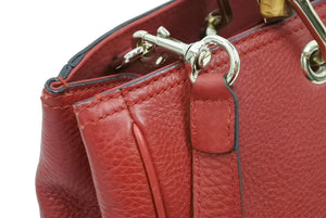 GUCCI グッチ バンブーショッパー ミディアム 2WAYバッグ ショルダーバッグ ハンドバッグ ゴールド金具 レッド 美品 中古 43956