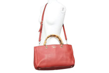 Load image into Gallery viewer, GUCCI グッチ バンブーショッパー ミディアム 2WAYバッグ ショルダーバッグ ハンドバッグ ゴールド金具 レッド 美品 中古 43956