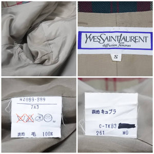 YVES SAINT LAURENT イヴ サンローラン セットアップ チェックジャケット C-TK83 ウール マルチカラー サイズS 美品 中古 43969