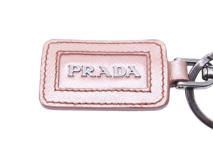 PRADA プラダ キーリング キーホルダー ロゴ トートバック付属品 サフィアーノレザー メタル ピンク 美品 中古 43970