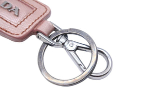 PRADA プラダ キーリング キーホルダー ロゴ トートバック付属品 サフィアーノレザー メタル ピンク 美品 中古 43970