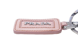 PRADA プラダ キーリング キーホルダー ロゴ トートバック付属品 サフィアーノレザー メタル ピンク 美品 中古 43970