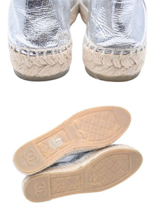 CHANEL シャネル エスパドリーユ スニーカー 2019クルーズコレクション ココマーク シルバー BG29762 サイズ36 美品 中古 43973