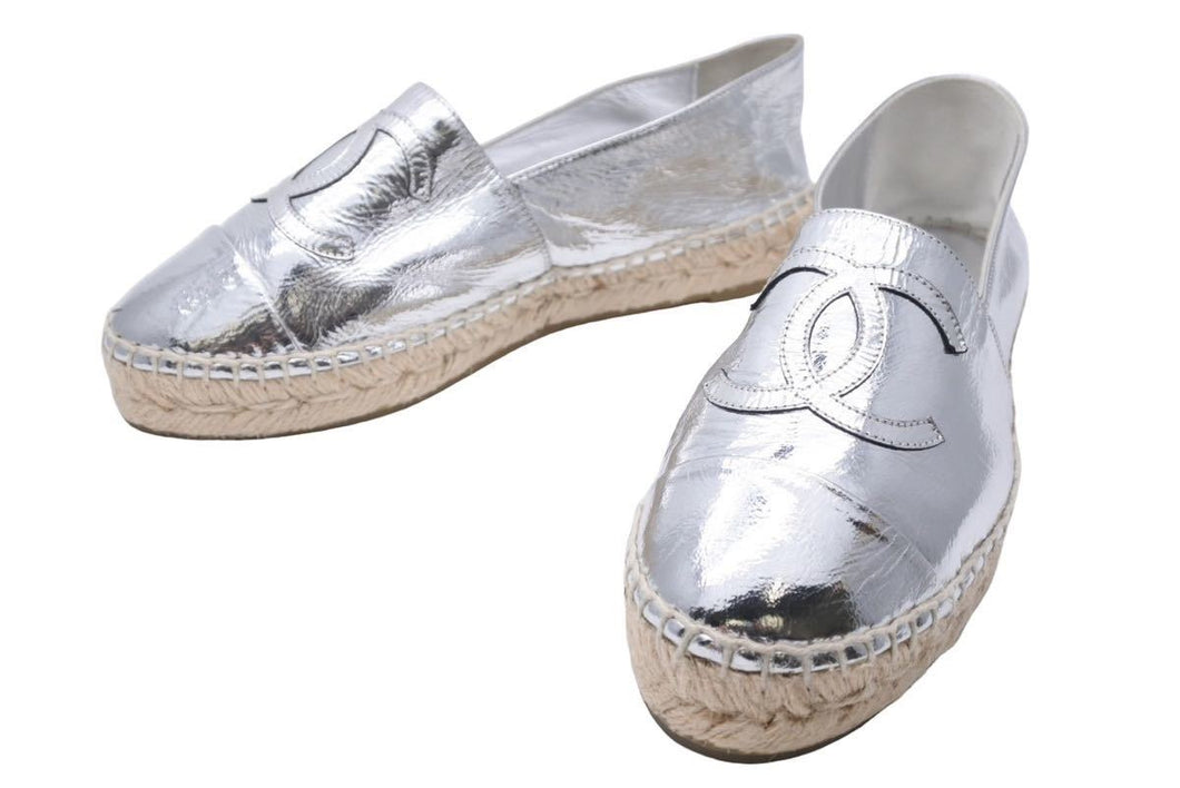CHANEL シャネル エスパドリーユ スニーカー 2019クルーズコレクション ココマーク シルバー BG29762 サイズ36 美品 中古 43973