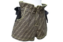 Load image into Gallery viewer, FENDI フェンディ ショートパンツ ズッカ柄 2019 FR6195 ポリエステル コットン ブラウン ネオンイエロー サイズ40 美品 中古 44004