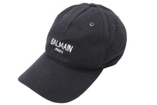 Load image into Gallery viewer, BALMAIN バルマン キャップ 帽子 ブランドロゴ RH1A009C056 コットン ブラック シルバー サイズTU 美品 中古 44018