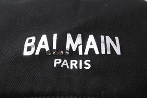 BALMAIN バルマン キャップ 帽子 ブランドロゴ RH1A009C056 コットン ブラック シルバー サイズTU 美品 中古 44018