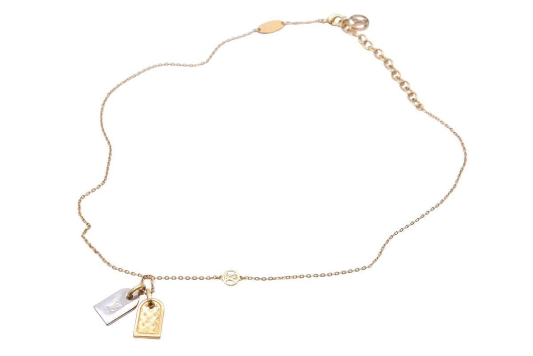 Louis Vuitton ルイヴィトン ネックレス ナノグラム アクセサリー ジュエリー LVサークル ネームタグモチーフ 美品 中古 44023