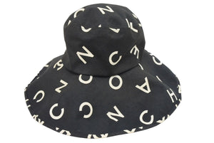 CHANEL シャネル ヴィンテージ 総柄 ロゴ ハット ブラック 黒 ココマーク 帽子 飛びロゴ サイズ57 中古 44034