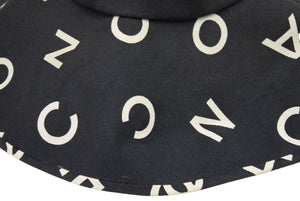CHANEL シャネル ヴィンテージ 総柄 ロゴ ハット ブラック 黒 ココマーク 帽子 飛びロゴ サイズ57 中古 44034