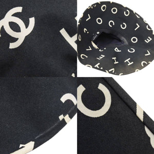 CHANEL シャネル ヴィンテージ 総柄 ロゴ ハット ブラック 黒 ココマーク 帽子 飛びロゴ サイズ57 中古 44034
