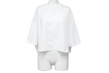 Load image into Gallery viewer, PRADA プラダ ショートスリーブクロップドTシャツ ダメージ加工 三角ロゴプレート 21AW ホワイト コットン サイズL 美品 中古 44037