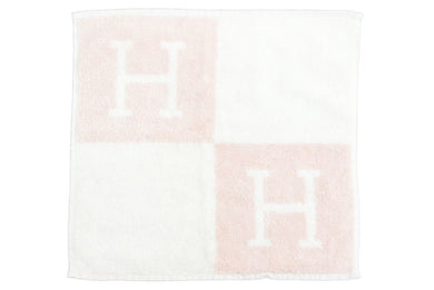 HERMES エルメス アヴァロン H柄 ハンドタオル ハンカチ 衣料品 70g コットン ピンク ホワイト 美品 中古 44052