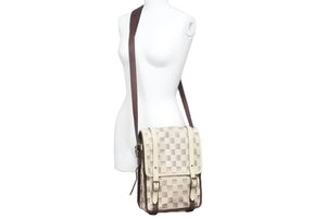 LOUIS VUITTON ルイ・ヴィトン ダミエルン トロター ショルダーバッグ 鞄 カバン ロゴ キャンバス レザー 中古 44064