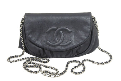CHANEL シャネル ハーフムーン マトラッセ チェーンショルダーバッグ A50987 12番台 キャビアスキン ブラック 美品 中古 44079