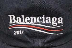 BALENCIAGA バレンシアガ キャンペーン ロゴ キャップ 17AW ブラック 帽子 474622 410B7 サイズL 14039 中古 44082