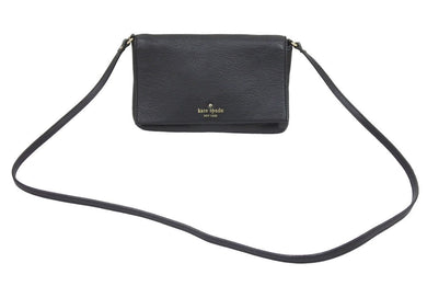 kate spade new york ケイト スペード ニューヨーク ショルダーバッグ 肩掛けバッグ カーフレザー ブラック 美品 中古 44117