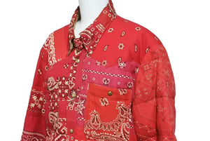 VISVIM ビズビム KERCHIEF DOWN JKT 限定ICT ヴィンテージバンダナパッチワークダウンジャケット レッド サイズS 美品 中古 44140