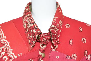 VISVIM ビズビム KERCHIEF DOWN JKT 限定ICT ヴィンテージバンダナパッチワークダウンジャケット レッド サイズS 美品 中古 44140
