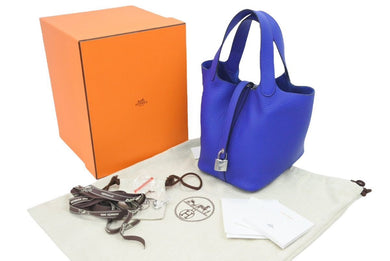 未使用 HERMES エルメス ピコタンロック PM ブルーロワイヤル トリヨンクレマンス U刻印 シルバー金具 中古 44149