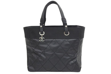 CHANEL シャネル バリビアリッツトートMM トートバッグ A34209 ブラック ココマーク ハンドバッグ 美品 中古 44152