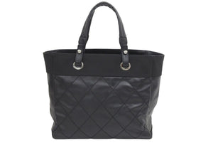 CHANEL シャネル バリビアリッツトートMM トートバッグ A34209 ブラック ココマーク ハンドバッグ 美品 中古 44152