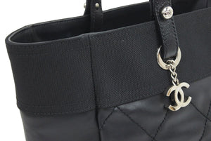 CHANEL シャネル バリビアリッツトートMM トートバッグ A34209 ブラック ココマーク ハンドバッグ 美品 中古 44152