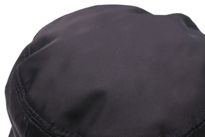 PRADA プラダ バケットハット 帽子 三角ロゴプレート RN98339 ナイロン コットンブラックサイズS 55cm 美品 中古 44153