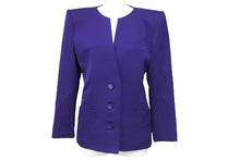 Load image into Gallery viewer, Yves Saint Laurent イヴサンローラン ノーカラージャケット HZ097-850 パープル 3Bボタン ヴィンテージ 美品 中古 44179