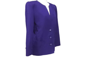 Yves Saint Laurent イヴサンローラン ノーカラージャケット HZ097-850 パープル 3Bボタン ヴィンテージ 美品 中古 44179