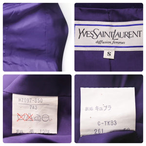 Yves Saint Laurent イヴサンローラン ノーカラージャケット HZ097-850 パープル 3Bボタン ヴィンテージ 美品 中古 44179