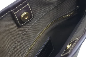 PRADA プラダ ショルダーバック ジャガード レザー ブラウン 茶色 ロゴ ポシェット スナップボタン 美品 中古 44207
