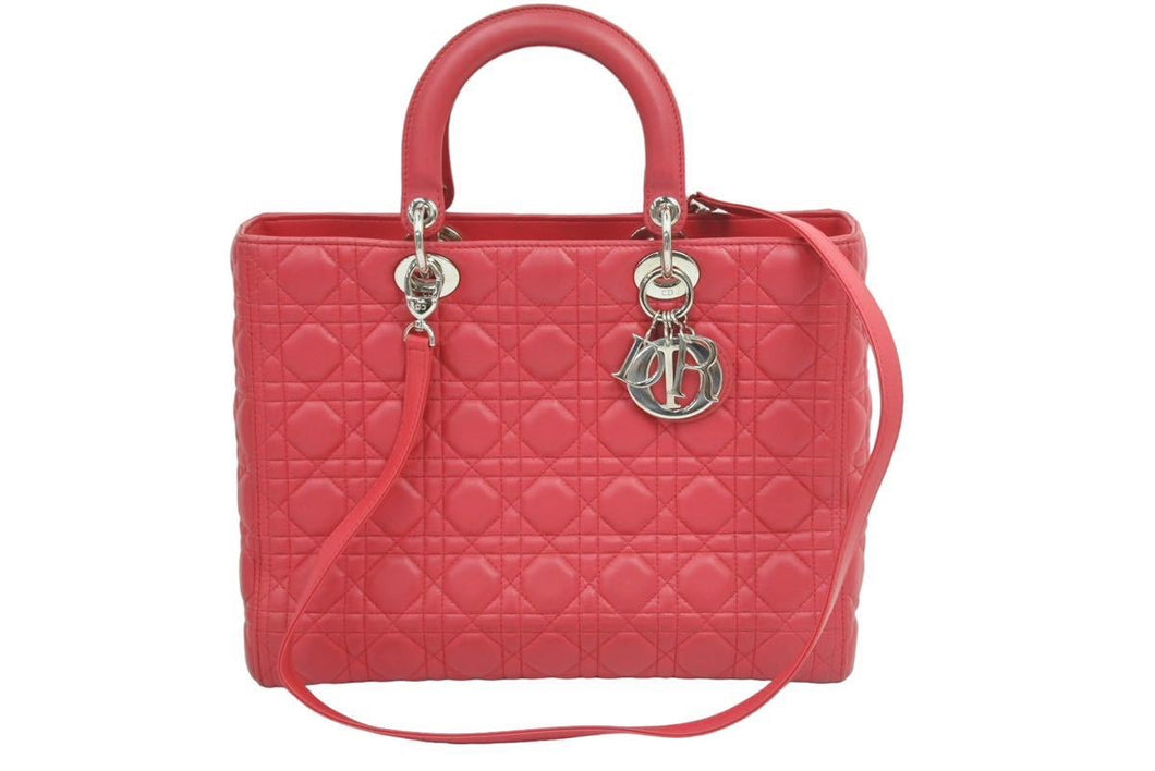 Christian Dior クリスチャンディオール レディディオール GM 2WAY ハンドバッグ レッド レザー16-BO-0163 美品 中古 44251