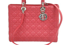 画像をギャラリービューアに読み込む, Christian Dior クリスチャンディオール レディディオール GM 2WAY ハンドバッグ レッド レザー16-BO-0163 美品 中古 44251