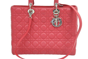 Christian Dior クリスチャンディオール レディディオール GM 2WAY ハンドバッグ レッド レザー16-BO-0163 美品 中古 44251
