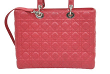 画像をギャラリービューアに読み込む, Christian Dior クリスチャンディオール レディディオール GM 2WAY ハンドバッグ レッド レザー16-BO-0163 美品 中古 44251