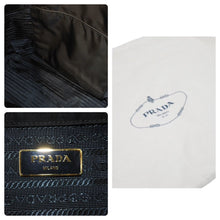 Load image into Gallery viewer, PRADA プラダ トートバッグ カイエトロンプルイユ ベルトモチーフ ナイロン ベロア 1BG065 ブラック ブルー 美品 中古 44269