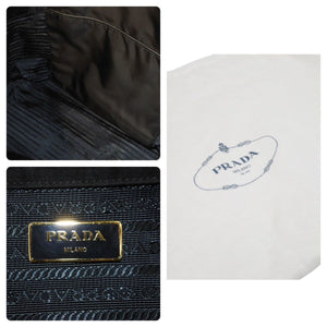 PRADA プラダ トートバッグ カイエトロンプルイユ ベルトモチーフ ナイロン ベロア 1BG065 ブラック ブルー 美品 中古 44269