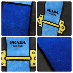PRADA プラダ トートバッグ カイエトロンプルイユ ベルトモチーフ ナイロン ベロア 1BG065 ブラック ブルー 美品 中古 44269