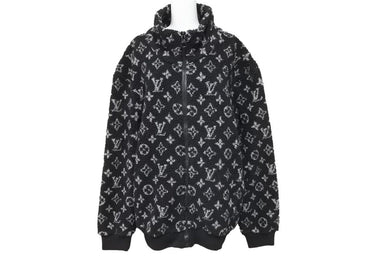 LOUIS VUITTON ルイヴィトン 21SS モノグラム フリース オーバーサイズ ブルゾン HKY44W ブラック サイズ 44 美品 中古 44274