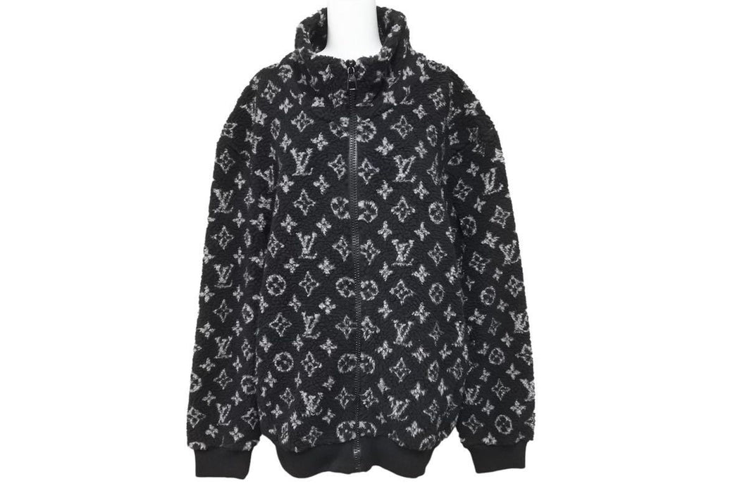 LOUIS VUITTON ルイヴィトン 21SS モノグラム フリース オーバーサイズ ブルゾン HKY44W ブラック サイズ 44 美品 中古 44274