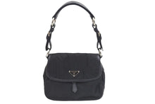 画像をギャラリービューアに読み込む, PRADA プラダ ワンショルダーバッグ ハンドバッグ トライアングルロゴ BR2120 レザー ナイロン ブラック 美品 中古 44279
