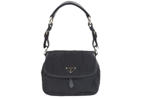 PRADA プラダ ワンショルダーバッグ ハンドバッグ トライアングルロゴ BR2120 レザー ナイロン ブラック 美品 中古 44279
