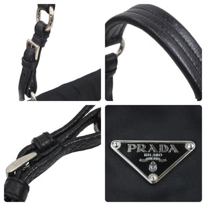 PRADA プラダ ワンショルダーバッグ ハンドバッグ トライアングルロゴ BR2120 レザー ナイロン ブラック 美品 中古 44279