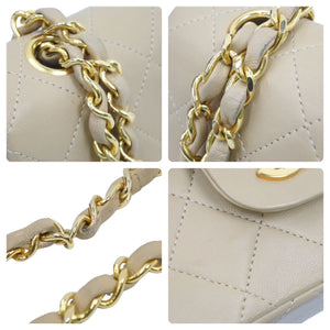 CHANEL マトラッセWフラップチェーンショルダー 1番台 ショルダーバッグ ベージュ×ゴールド 金具 23cm 美品 中古 44289
