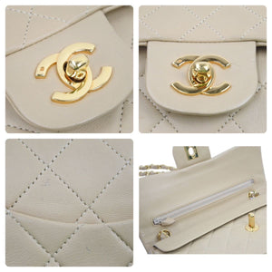 CHANEL マトラッセWフラップチェーンショルダー 1番台 ショルダーバッグ ベージュ×ゴールド 金具 23cm 美品 中古 44289
