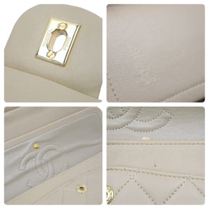 CHANEL マトラッセWフラップチェーンショルダー 1番台 ショルダーバッグ ベージュ×ゴールド 金具 23cm 美品 中古 44289
