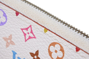 LOUIS VUITTON ルイヴィトン モノグラム マルチカラー ジッピー コインパース M93741 キャンバス ホワイト 美品 中古 48635
